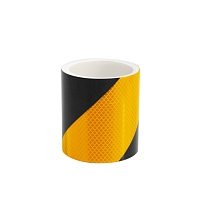Vysoce reflexní výstražná páska, pravá, černá/žlutá, 10 cm × 25 m